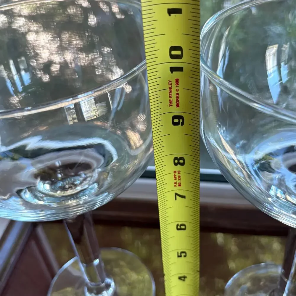 Set of 2 Oversized Vintage Stemmed Cocktail Glasses 32 oz Large Clear